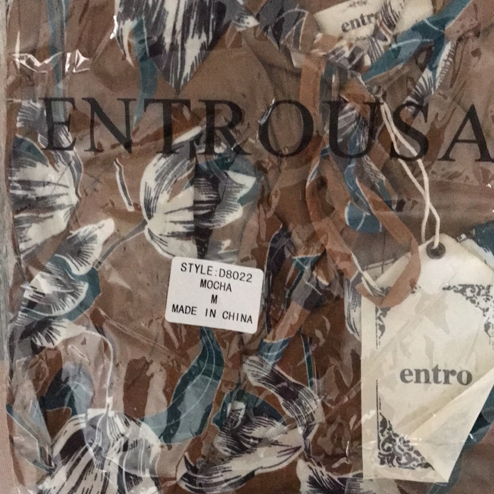 Floral Linen Cheongsam Ruffle Tier Mocha Brown Leafy Green Women's Doll Dress - Picture 5 of 7